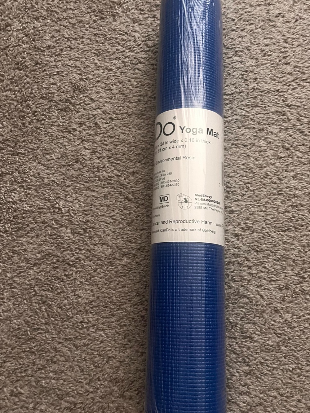Blue Yoga Mat - Rolled Exercise Mat 24x68 NWT